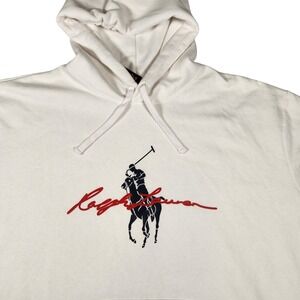NWT Polo Ralph Lauren‎ Hoodie White Big Pony Graphic Print Drawstring Hood 2XB